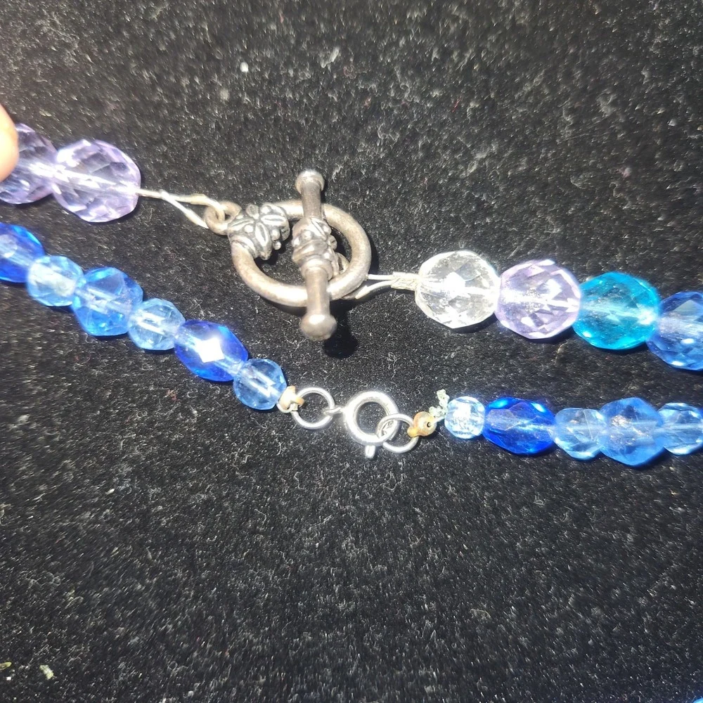 Blue Purple Faceted Glass‎ Bead  Necklace lot